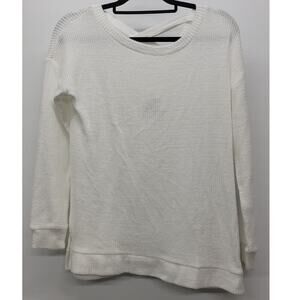 1.STATE Women's Lattice V-Back Waffle Weave Sweater White New Small